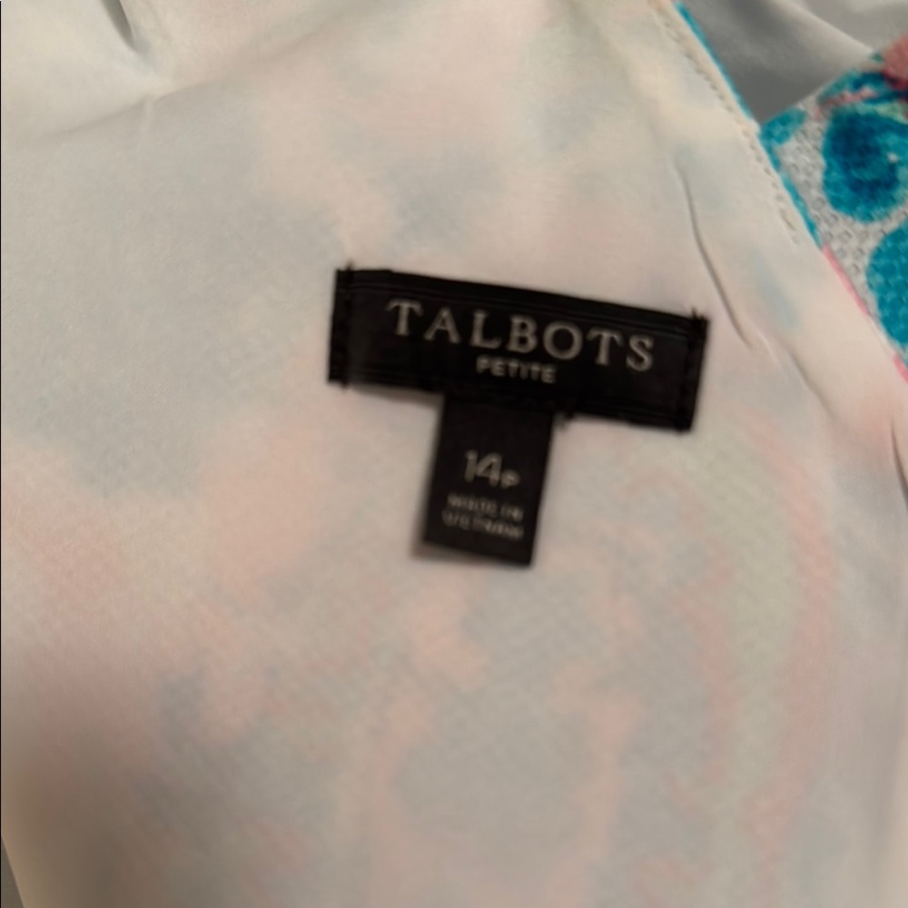 Talbots Blue and Pink Square Neck Sleeveless Mini Dress - Picture 2 of 3